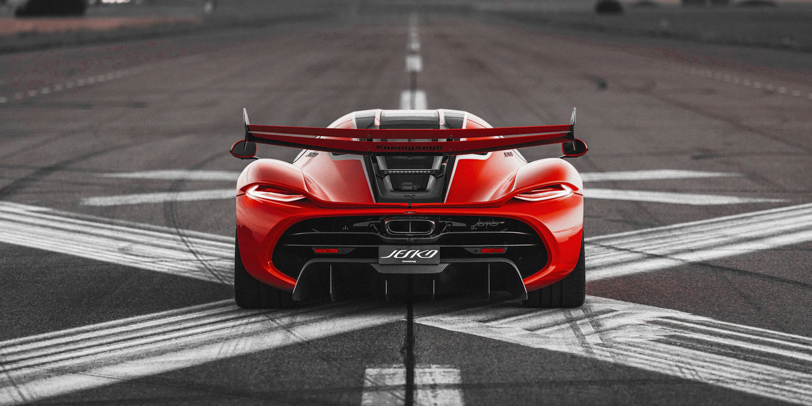 Red Koenigsegg Jesko on a runway